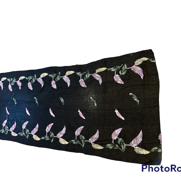 Vintage cotton scarf colourful  leaf detail - Picture 8 of 8